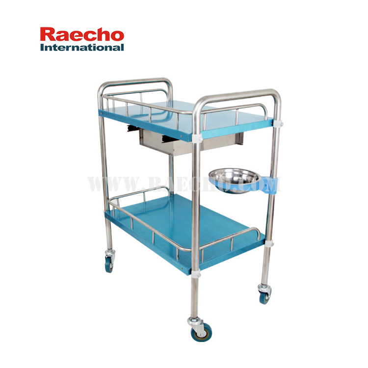 High Quality Hospital Dressing Trolley Emergency Crash Cart Stainless Steel Dressing Cart