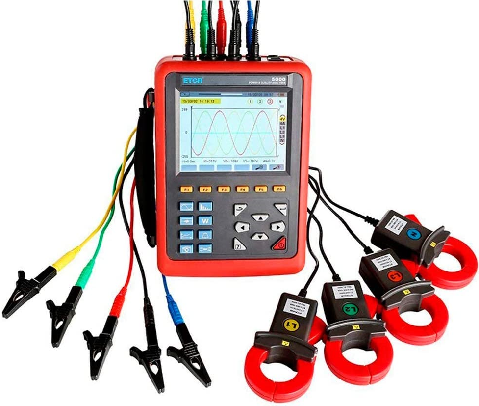 Power Quality Analyzer ETCR5000 Digital Energy Meter 3 Phase Multi-functional Power Quality Monitor with ETCR040B Current Clamp