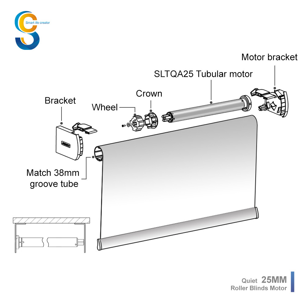 20nm 45mm DC Shutter Tubular Mini Smart Wifi Ball Chain Motor For Roller Blinds