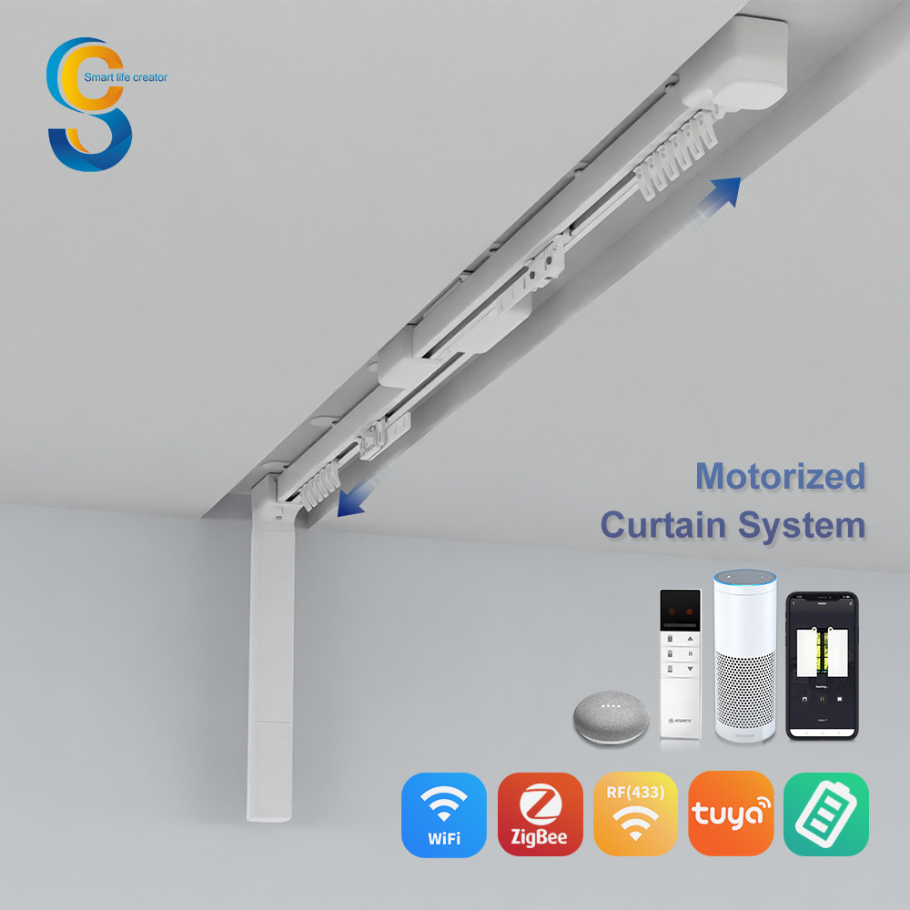 Ceiling Mount Automated Glider Rail Support Rod Price Motor Wireless Electric Vertical Adjustable Curtain Track