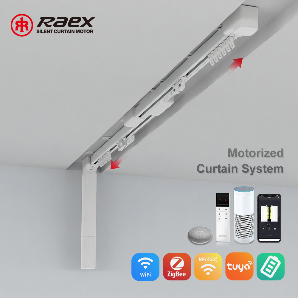 Telescopic Track Heavy Duty Bendable Ceiling Smart Tuya Double Motorised Curtain Rails