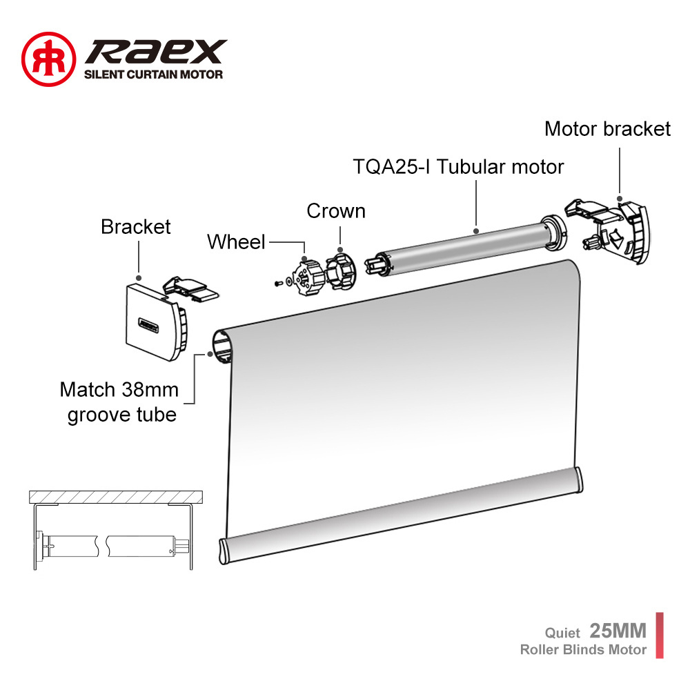 Small Electric Motor Silver Modern Smart Tubular Motor for 28mm Roller Blind Roller Shade Motor Remote 5 Years Yes Customized