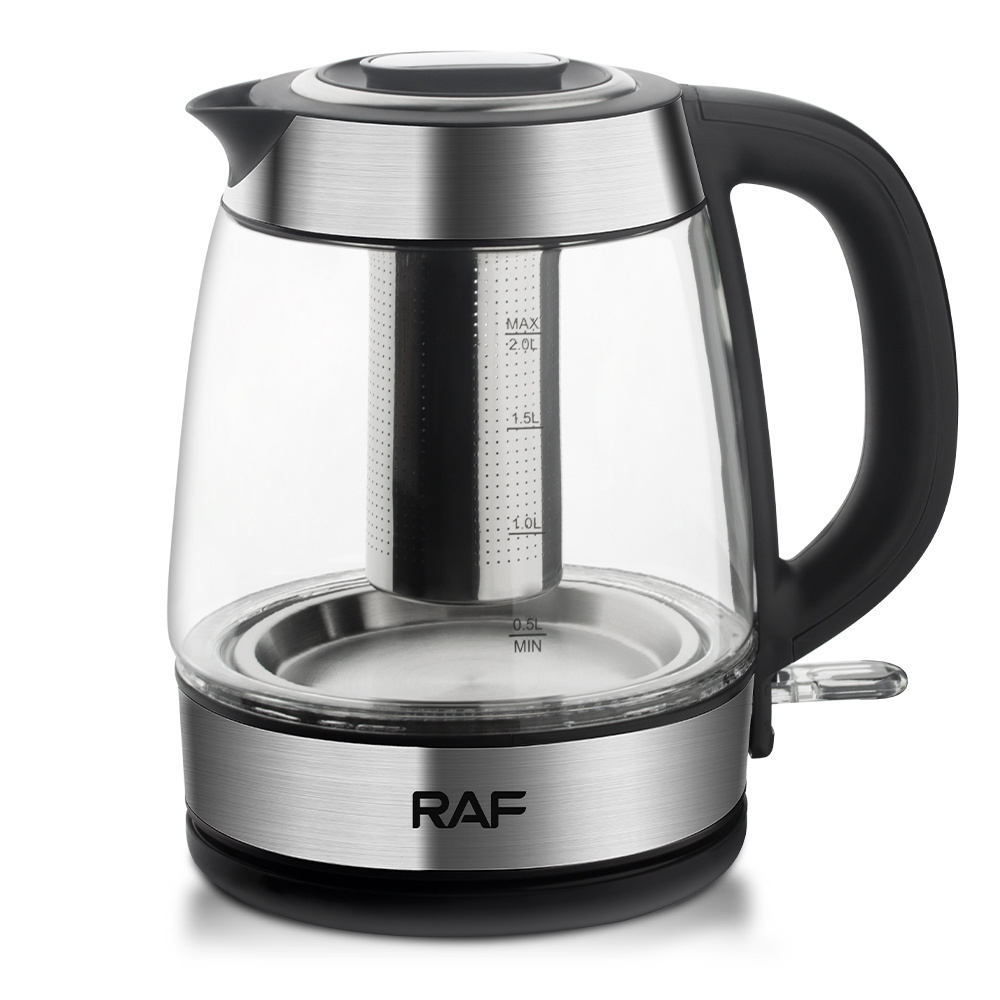 RAF Quality 2200W Borosilicate Glass Transparent Electric Kettle 2 Liter Tea Pot Cordless Water Kettle Water Boiler With Filter