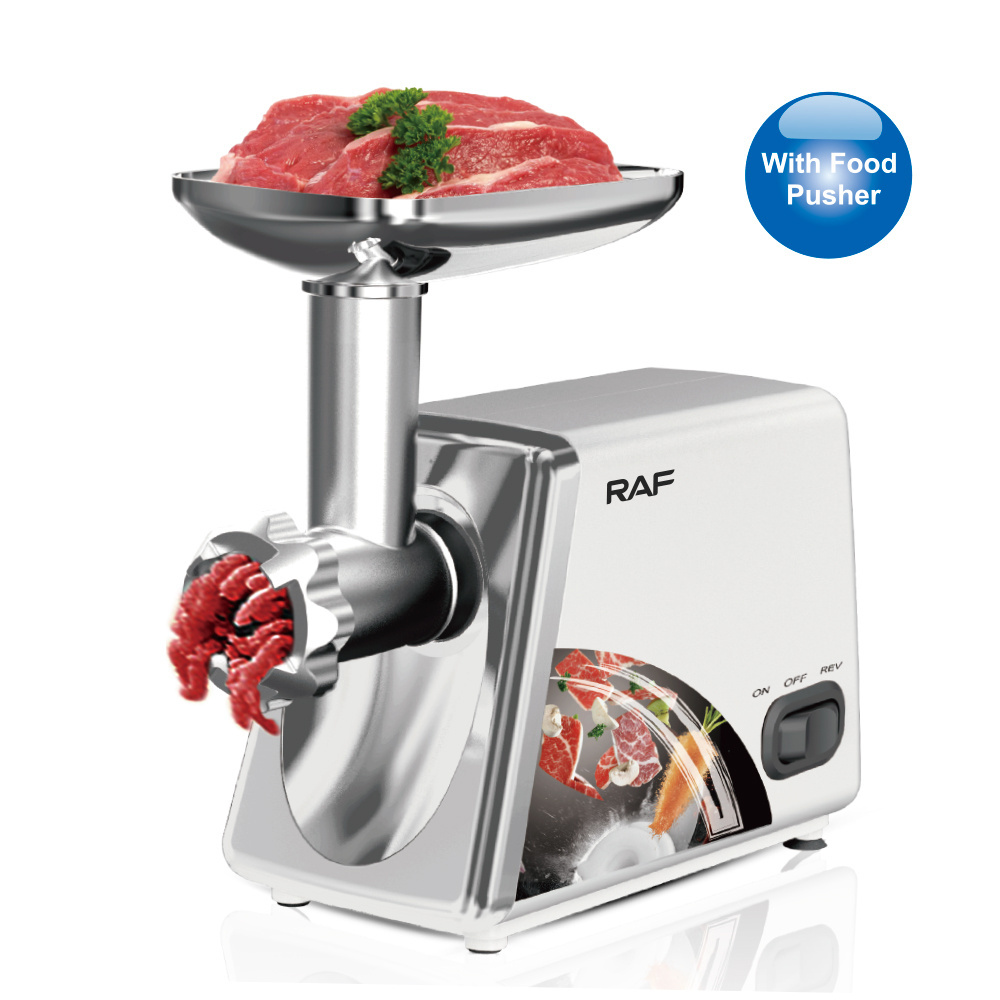 RAF 300W Food Processing Machine Stainless Steel Grinding Plates Sausage Stuffer Kits Electric Meat Mincer Grinder