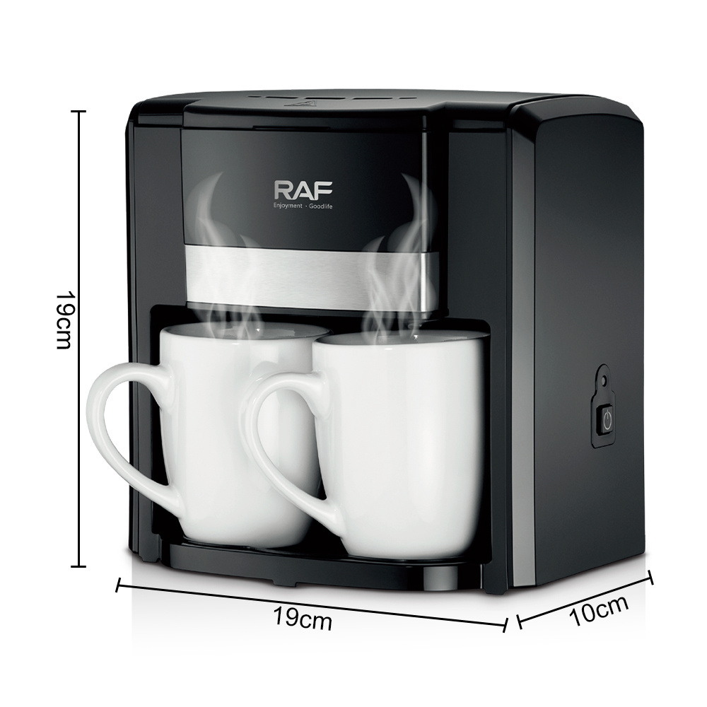 RAF Wholesale Customized LOGO Mini 2 Cups 420ML Hot Plate Drip Electric Coffee Maker