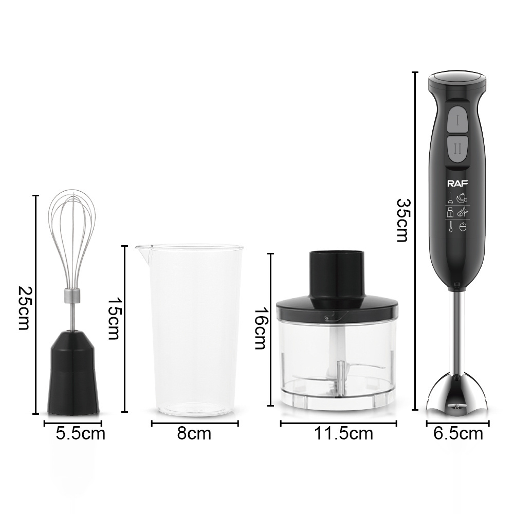 RAF Cheap Wholesale 4 IN 1 Food Chopper Electric Hand Held Food Mixers Set Portable Blender With Bowl and Beaker