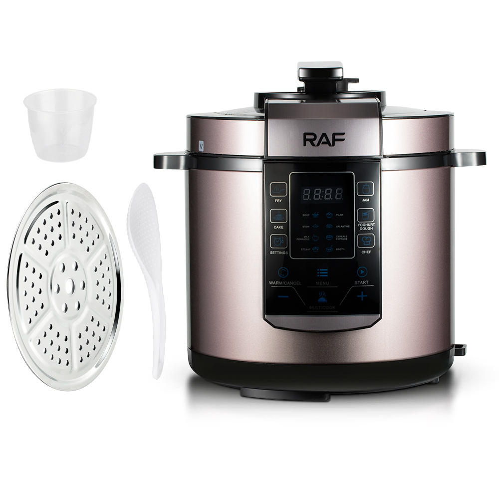 RAF New Design Electric Pressure Cookers 6L Multi-function Stainless Steel Pressure Pot Fast Cooking LED Display