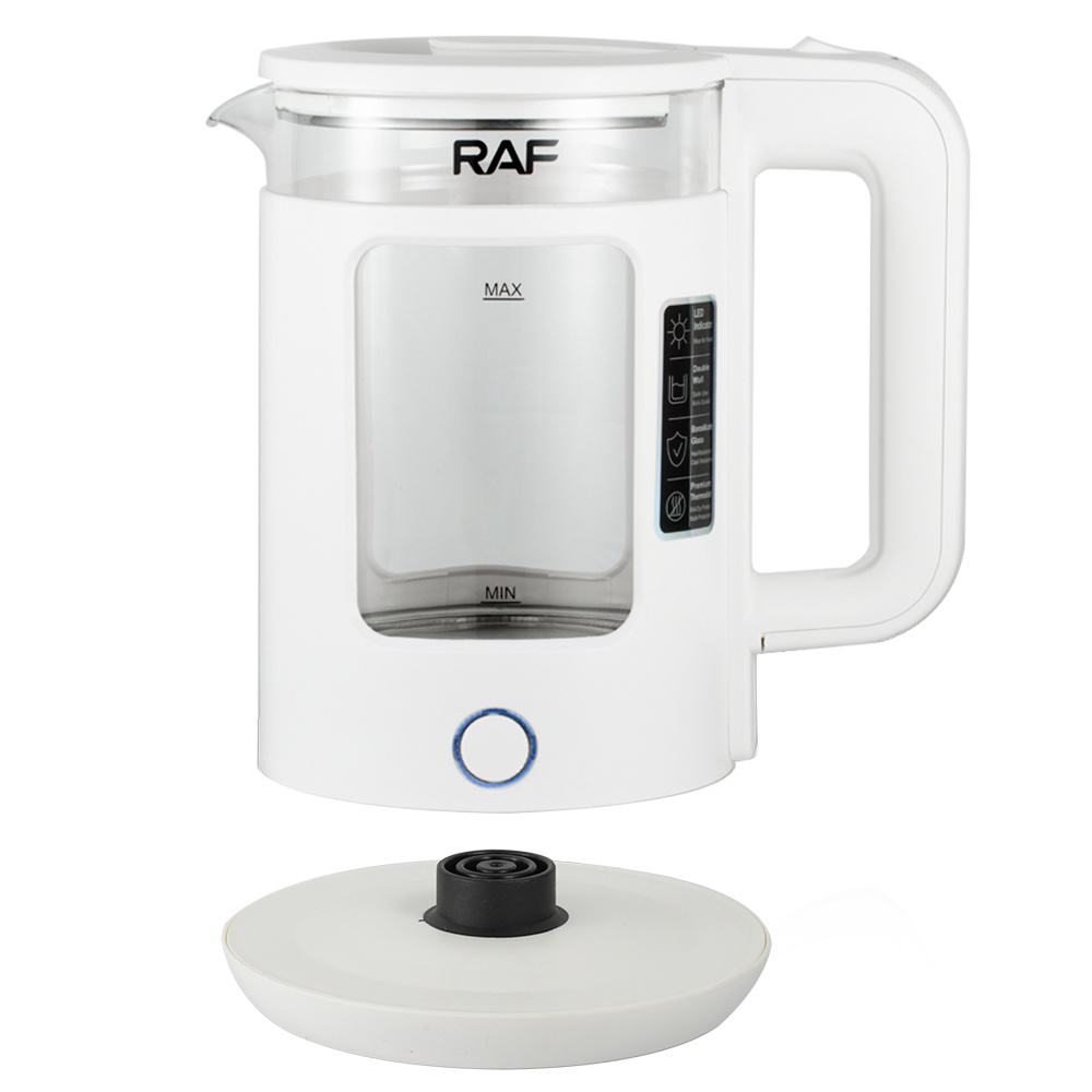 RAF 2024 New 2000W Glass Plastic Electric Water Kettle White Black BPA Free 2 Litre Home Appliances Electric Kettle