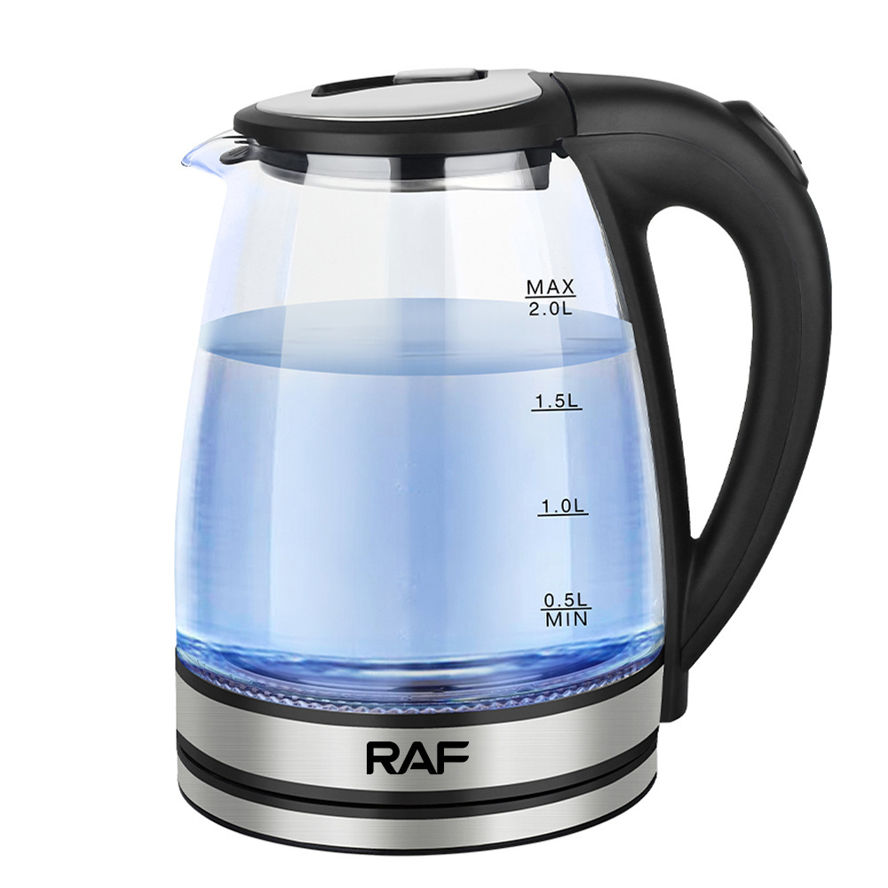 Raf Transparent Electric Water Kettle Electrique Tea Thermostat Automatic Clear Glass Mechanical Euro Plug Glass Electric Kettle