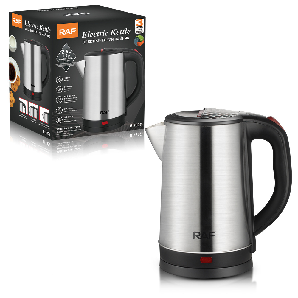 Raf Brand High Capacity 1500W Portable kitchen appliance 2.5L design cordless stainless steel electric thermos kettle