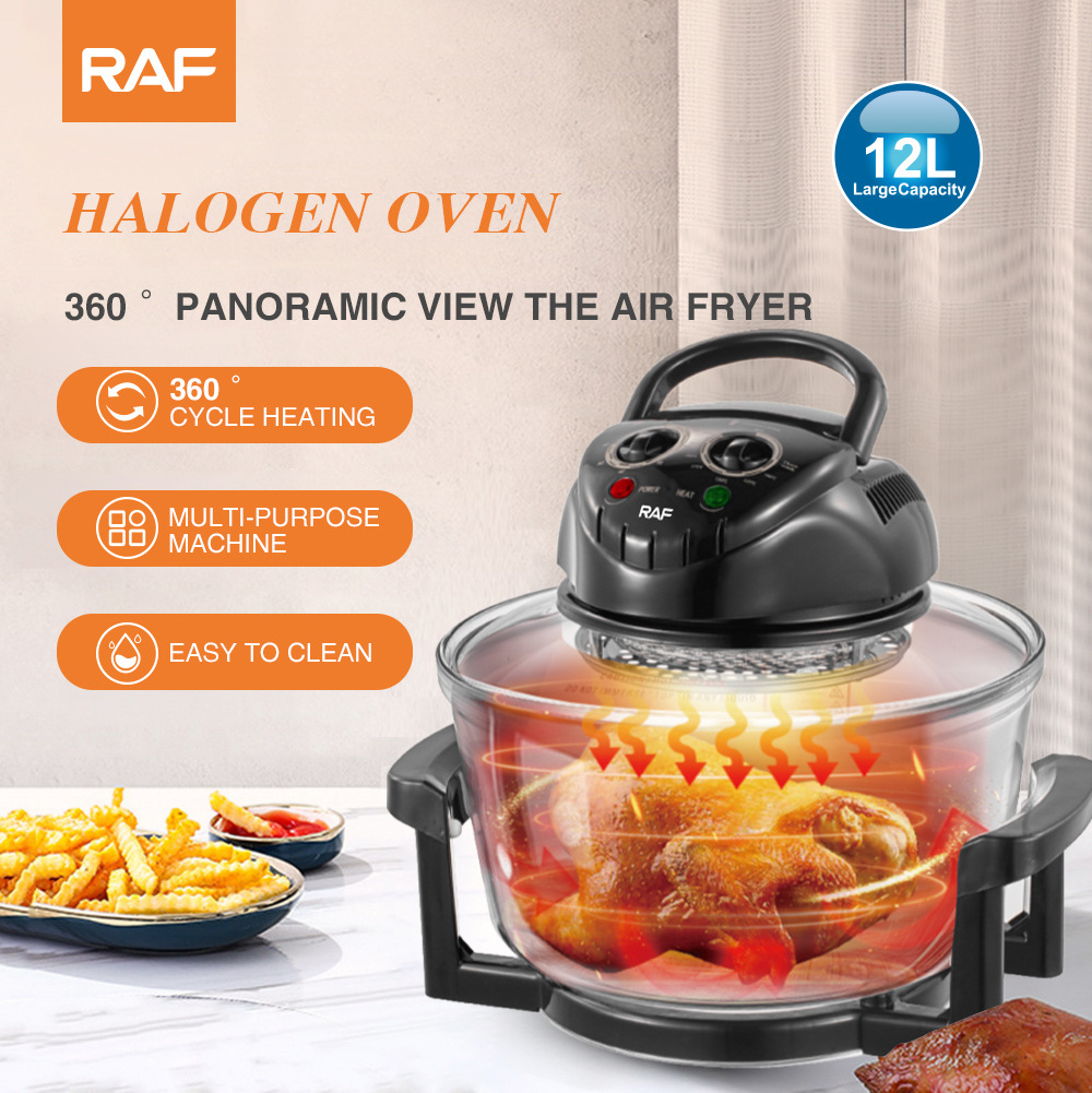 Raf Multifunctional cooker desktop glass air fryer electric wave turbo convection oven 12L halogen oven for home