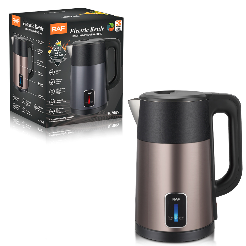 RAF Quality Big Capacity 2.5L Household Water Boiler Stainless Steel Tea Pot Electric Kettle With Keep Warm Function