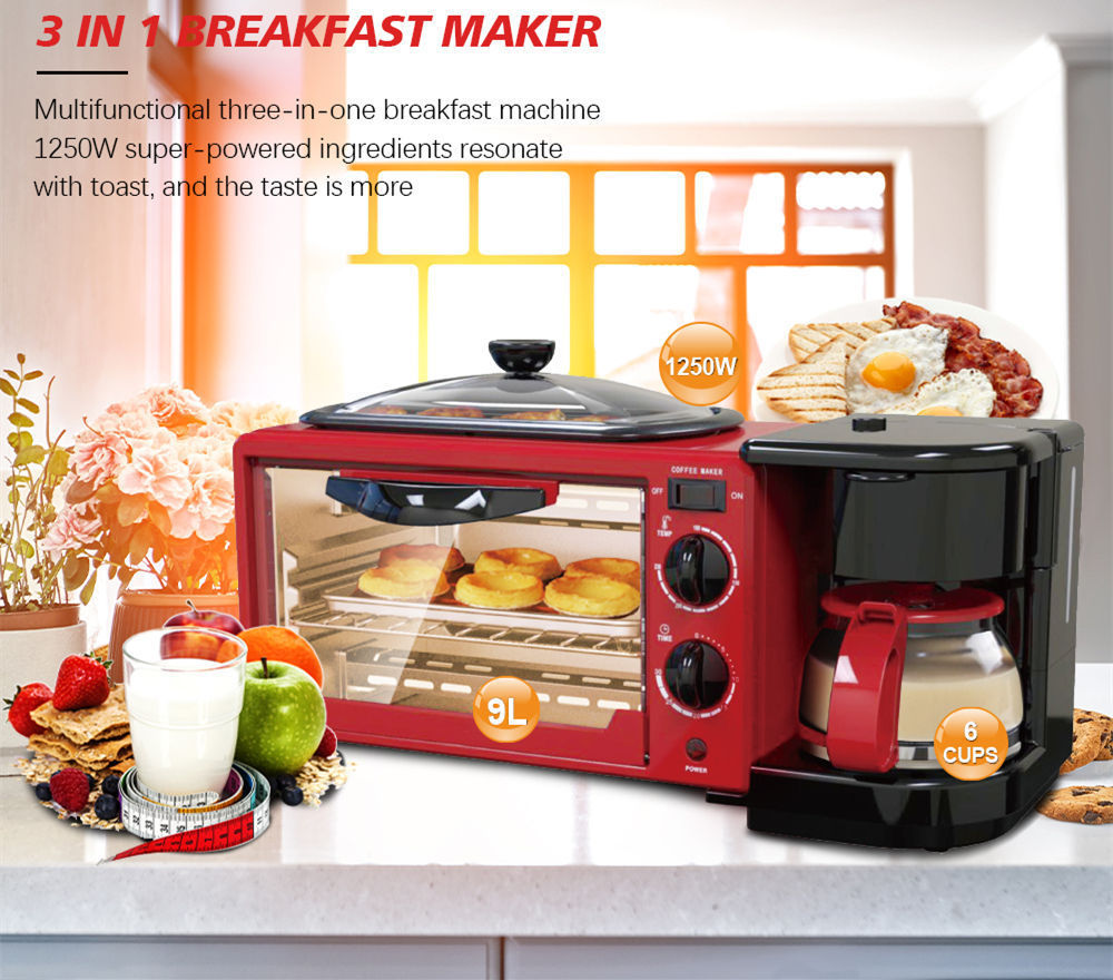 RAF Hot Sell Breakfast Sandwich Maker Family Toast Oven Coffee Pot Frying Pan 3 In 1 Multi Function Breakfast Maker Machine