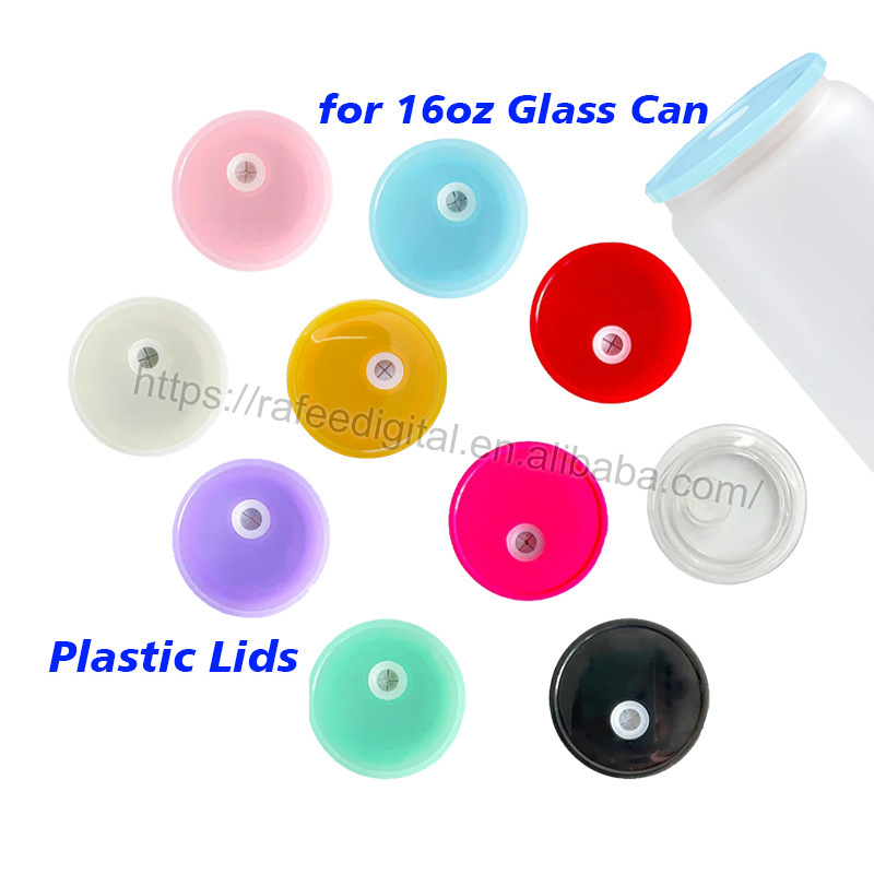 Wholesale Replacement Color Plastic Lids for 16oz 16 oz Wide Mouth Glass Beer Can Jar Mug Tumbler Cup