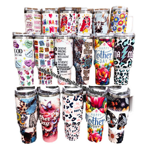 Wholesale Bulk Customized Printed Mother's Day Design 2024 Mothers Day Gift 40oz 40 oz Stainless Steel Tumbler Cup with Handle