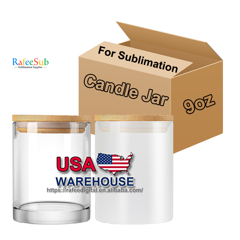 Wholesale Bulk 9oz 9 oz Luxury Clear Frosted 270ml High Borosilicate Blanks Sublimation Empty Glass Candle Jars with Bamboo Lids