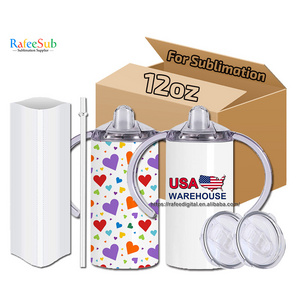 USA Warehouse Wholesale Bulk 12oz 12 oz Stainless Steel Seamless Insulated Kids Blank Sublimation Sippy Cup Tumbler with Straw