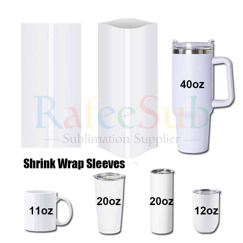 Custom Size 11oz 12oz 15oz 20oz 30oz 40oz Sublimation Car Cup Ceramic Mug Skinny Tumblers Heat Press White Shrink Wrap Sleeves