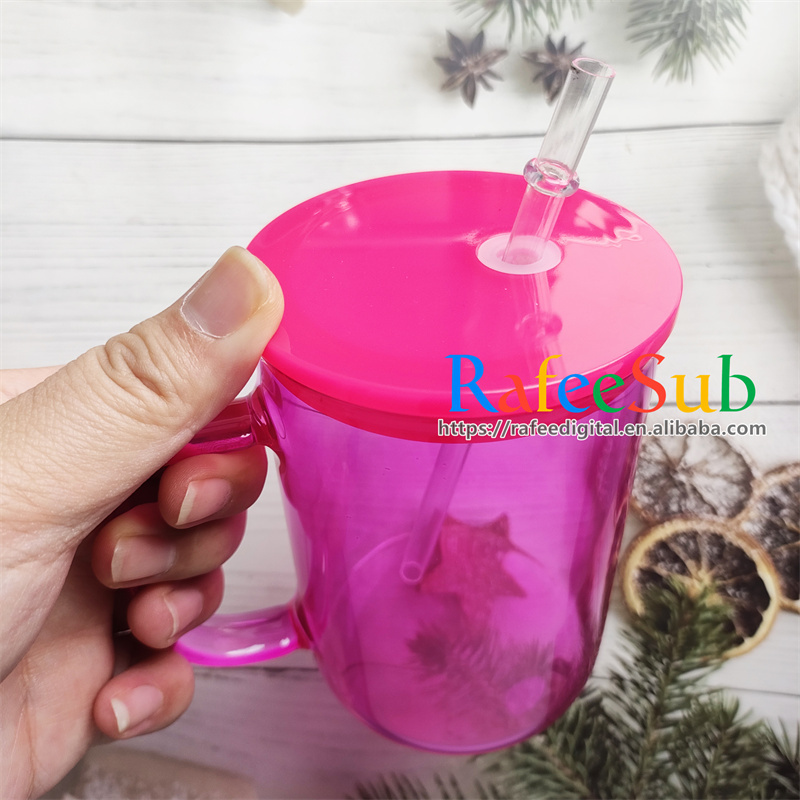 Wholesale Colored High Borosilicate 15oz 15 oz Blank Sublimation Glass Beer Coffee Mug Cup with Handle and Color Plastic Lids