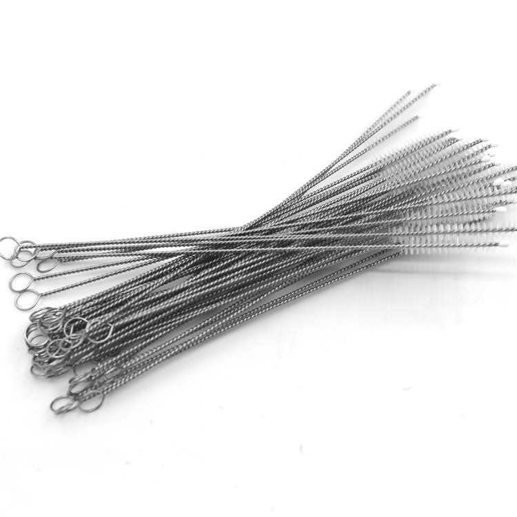 Simple Nylon Bristle Wire  Metal Stainless Steel Straw Cleaning Brush  for Bar Accessories