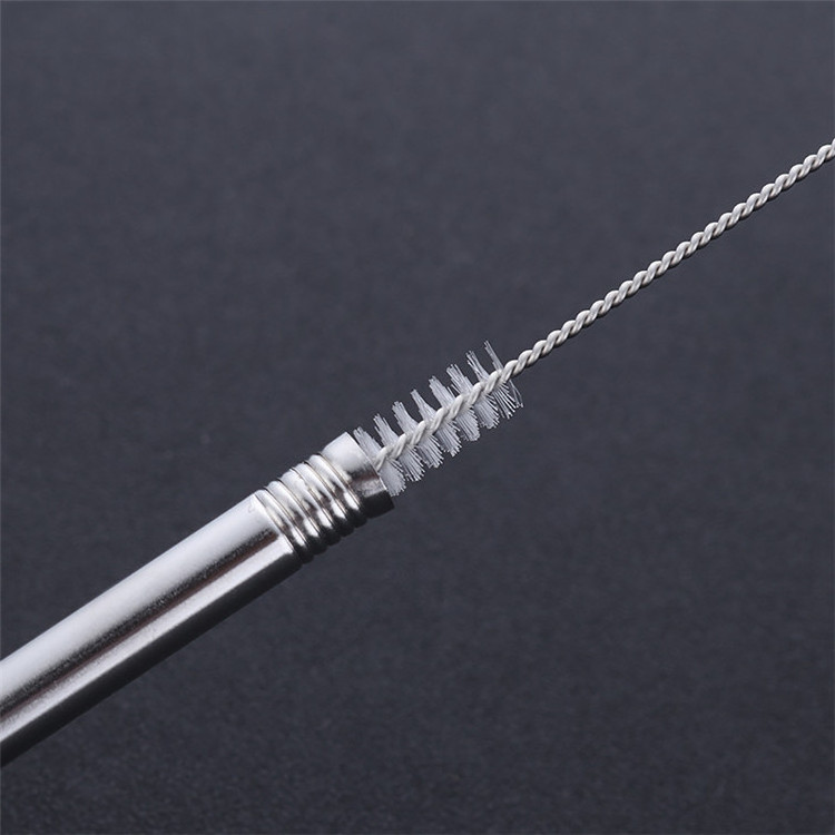 Simple Nylon Bristle Wire  Metal Stainless Steel Straw Cleaning Brush  for Bar Accessories