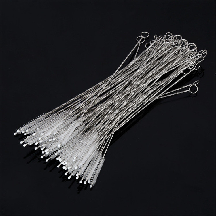 Simple Nylon Bristle Wire  Metal Stainless Steel Straw Cleaning Brush  for Bar Accessories