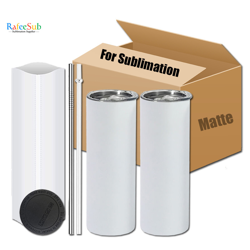 China Wholesale Bulk 20oz 20 oz Skinny Straight Stainless Steel Matte Finish Heat Press White Blank Sublimation Tumbler with Lid