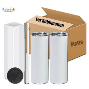 China Wholesale Bulk 20oz 20 oz Skinny Straight Stainless Steel Matte Finish Heat Press White Blank Sublimation Tumbler with Lid