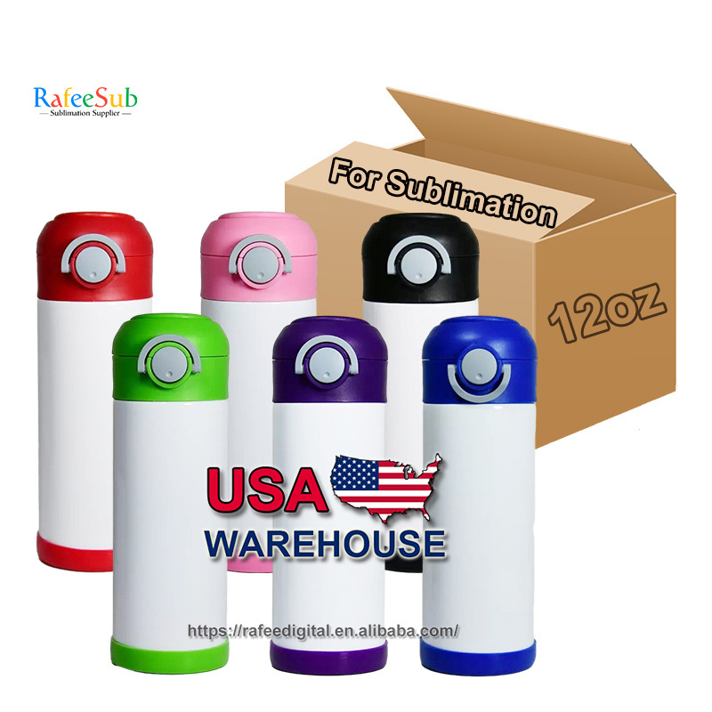 Bulk 12oz 12 oz Insulated Stainless Steel 12 Ounce Blank Sublimation Kids School Water Bottle with Screw Flip Top Handle Lids