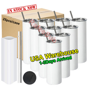 Wholesale Bulk 20 oz Straight Stainless Steel Cup 20oz Skinny Sublimation Tumblers with Lid and Straw