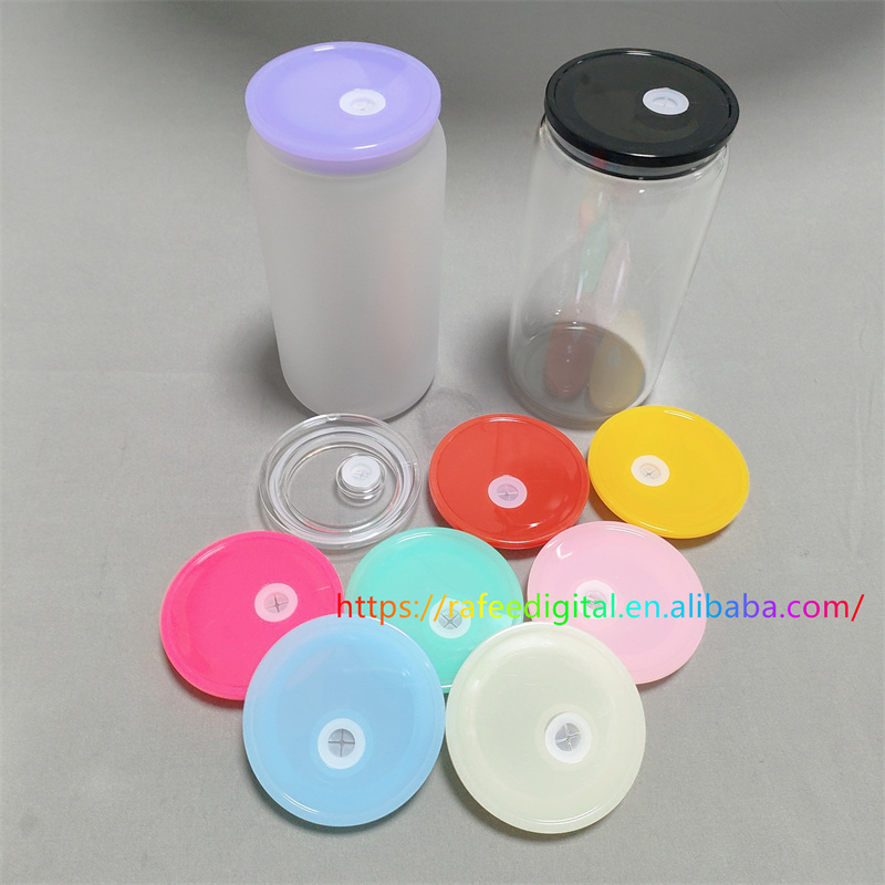 Wholesale Replacement Color Plastic Lids for 16oz 16 oz Wide Mouth Glass Beer Can Jar Mug Tumbler Cup