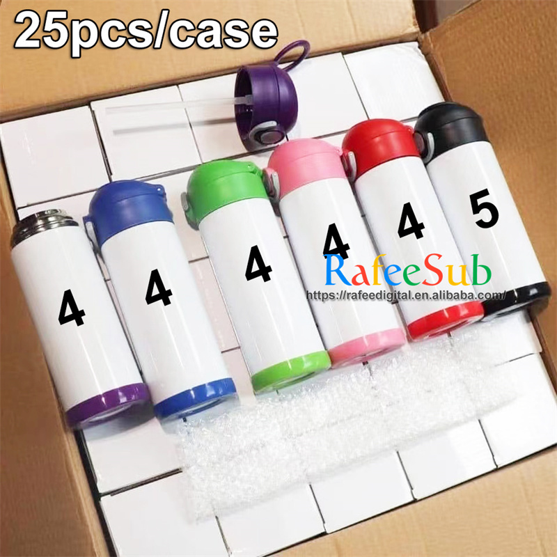 Bulk 12oz 12 oz Insulated Stainless Steel 12 Ounce Blank Sublimation Kids School Water Bottle with Screw Flip Top Handle Lids