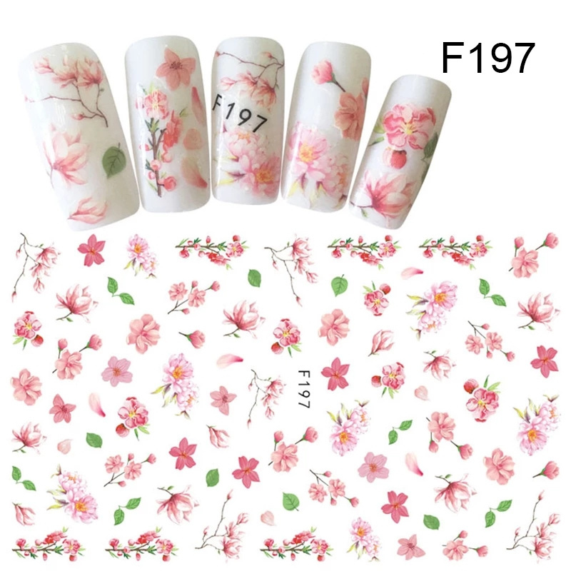 Flower Series Nail Water Decal Stickers Sakura Daisy Lavender Floral Pattern Transfer Sticker Nail Art Decoration