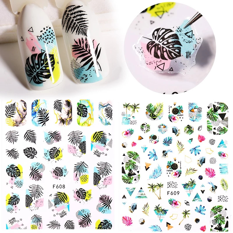 Flower Series Nail Water Decal Stickers Sakura Daisy Lavender Floral Pattern Transfer Sticker Nail Art Decoration