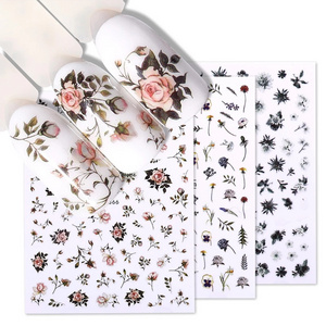 Flower Series Nail Water Decal Stickers Sakura Daisy Lavender Floral Pattern Transfer Sticker Nail Art Decoration