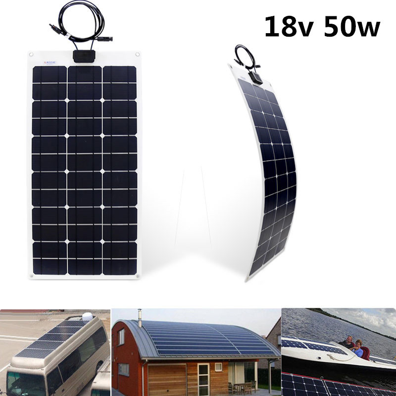 RAGGIE 50W Mono Portable  Flexible  Solar Panel For RV/Car/Camp/Emergency Charging