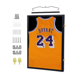 Jersey Frame Display Case Lockable Large Sport Jersey Shadow Box with 98% UV Protection Acrylic and Hanger for Football Shirt