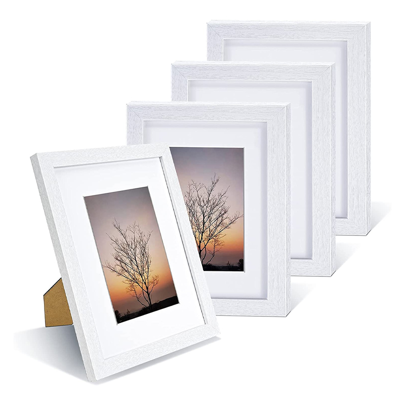 Classical White MDF Picture Frame 5x7 Photo Frame for Desktop Display and Wall Mounting