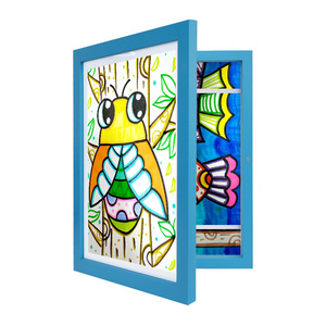 Kids Artwork Picture Frame changeable in Blue Wood Kids Art Frame for Horizontal & vertical kids Art Display Frame for A4, 8.5x1