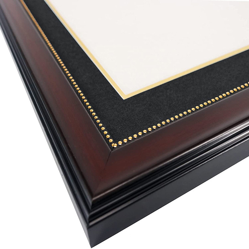 Wooden Diploma Frame with Tassel Holder and Photo Frame for Certificates and Photos Black Gold Mat