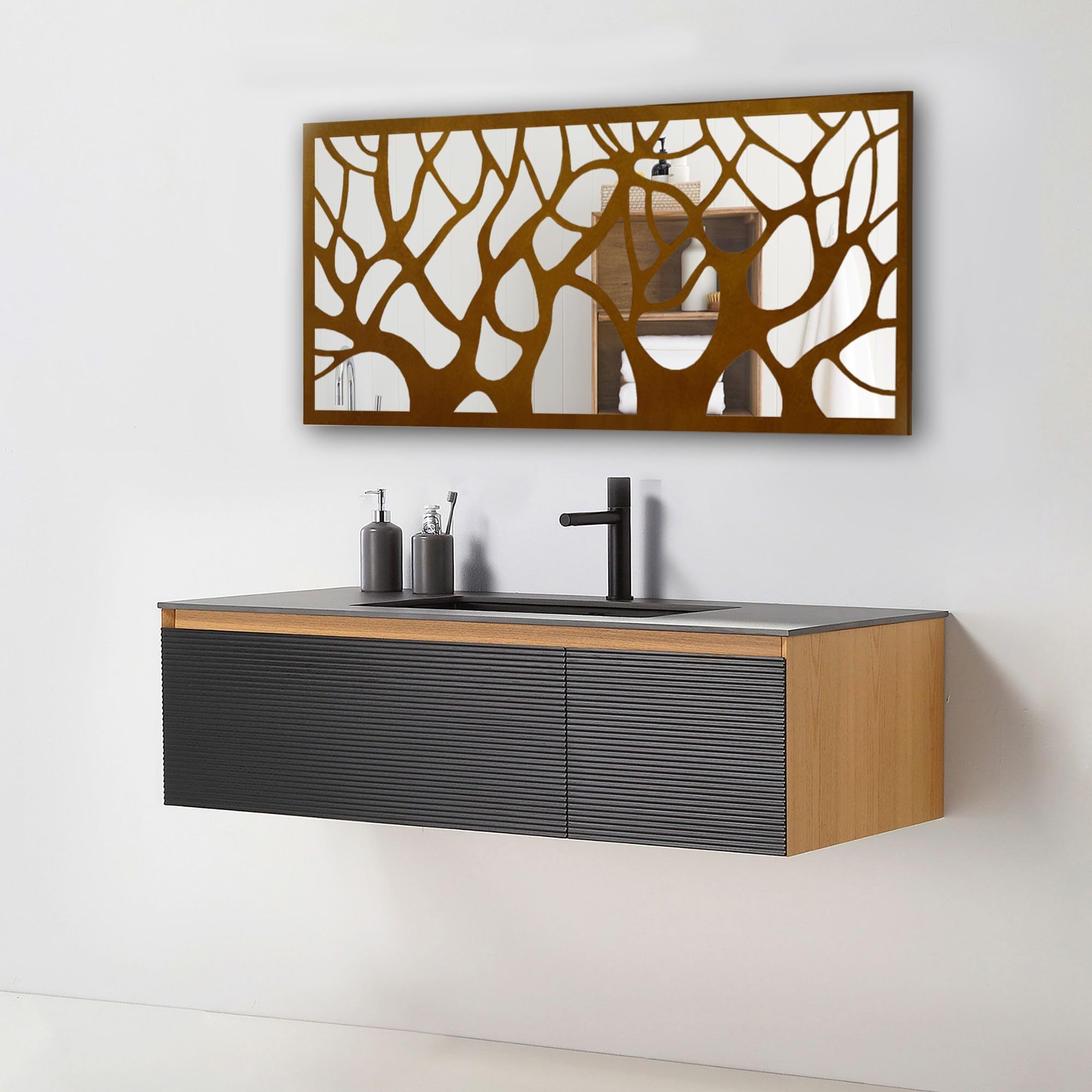 New product living room bedroom large decorative tree silhouette modern wall mirror