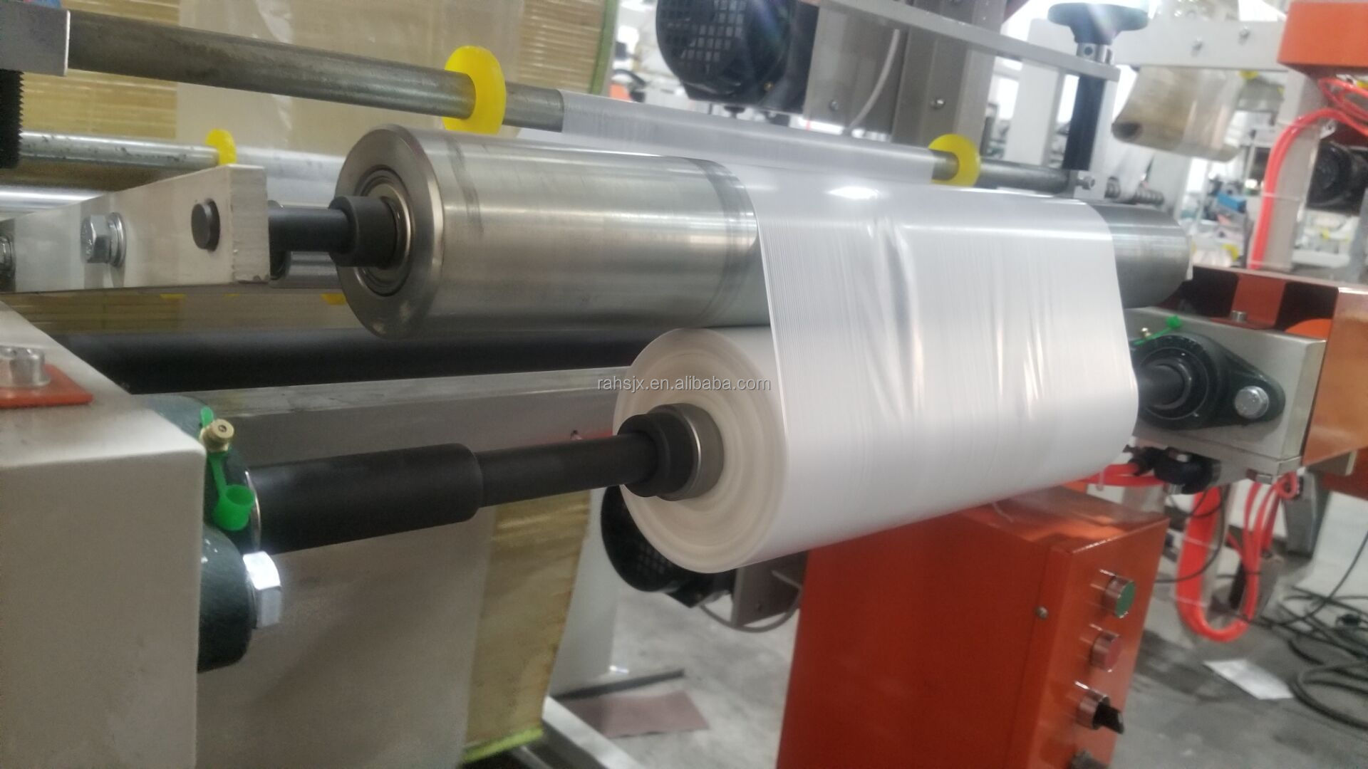 HSLJ-500G High speed single line food packaging poly flat bag plastic on a roll machine