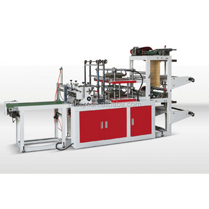 LQ-800 double layers heat sealing cold cutting plastisc flat bag t-shirt bag making machine