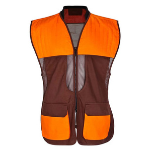 Men Multi Pockets Orange Camo Hunting Vest Game Reversible Waistcoat Safety Sleeveless Vest for Outdoor Fishing Hiking Camping