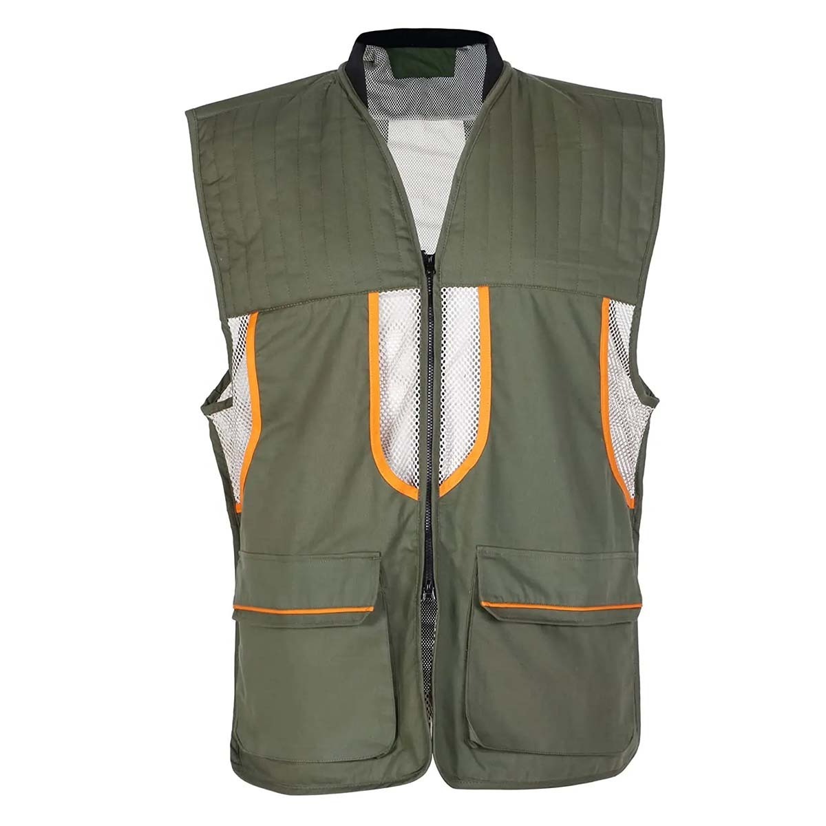 Men Multi Pockets Orange Camo Hunting Vest Game Reversible Waistcoat Safety Sleeveless Vest for Outdoor Fishing Hiking Camping