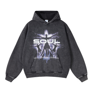 Wholesale French Terry 380 gsm 3d puff cropped hoodie men high quality custom heavyweight printing hoodie