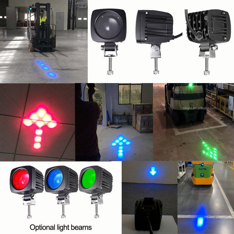 48V Area Work Tail Danger Strobe Spot Head Parts Lamp Green Blue Red Zone Line Arc Led Forklift Safety Warning Turn Signal Light