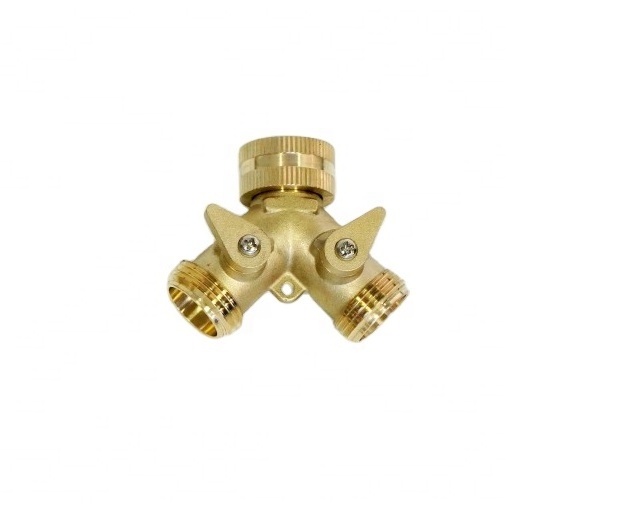 Amazon Hot Sales NPT thread 3/4 2 Ways Heavy Duty Brass Garden Hose Splitter Manifold Faucet Tap shut off valve