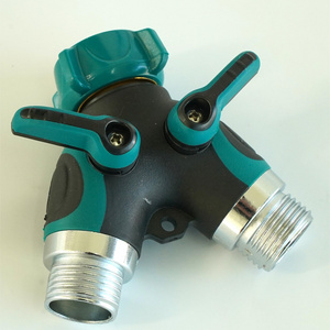 2 Way Heavy Duty Hose Splitter,, Garden Faucet Connector Splitter, Garden Hose Y Splitter with Shut Off Valve