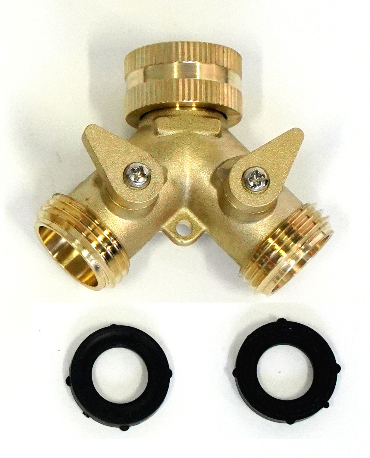 Garden Hose Y Valve Hose Splitter Brass Hose Splitter with Solid Brass Handle Brass Y Valve